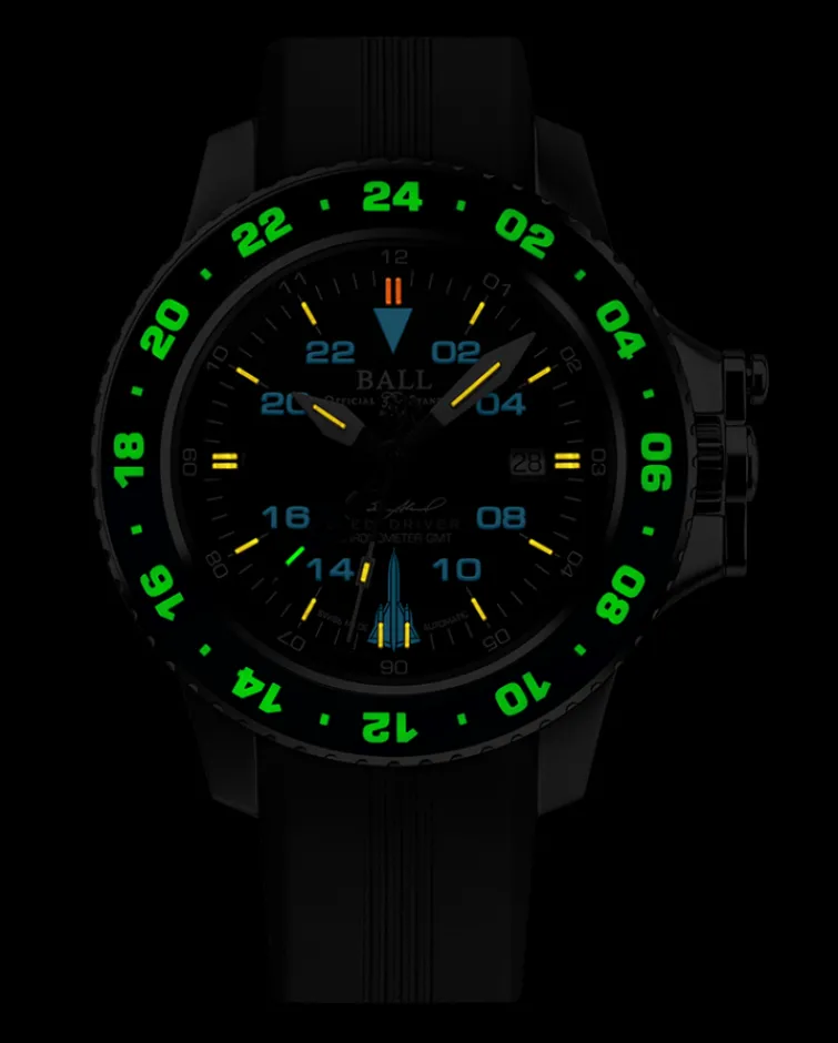 Ball Watch Engineer Hydrocarbon<Engineer Hydrocarbon AeroGMT Sled Driver (42mm) BLACKRUBBERSTRAP